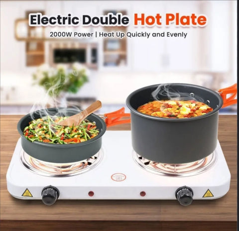 Dual Electric Stove – Double Burner Portable Hot Plate (2000W)
