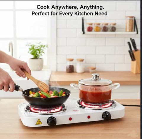 Dual Electric Stove – Double Burner Portable Hot Plate (2000W)