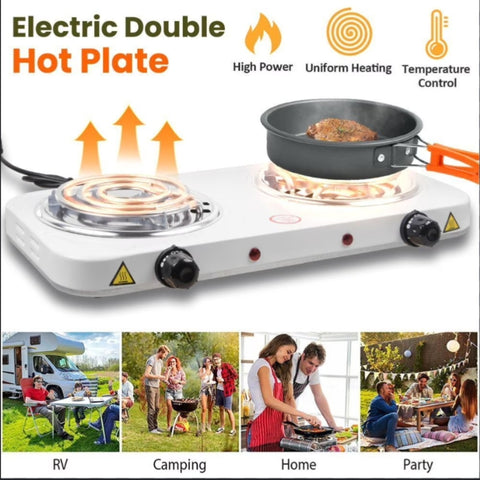 Dual Electric Stove – Double Burner Portable Hot Plate (2000W)